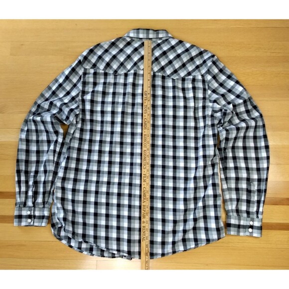 LEVIS Pearl Snap Shirt Mens XXL Plaid Buffalo Check Western Sawtooth Pockets 2XL - Picture 13 of 16